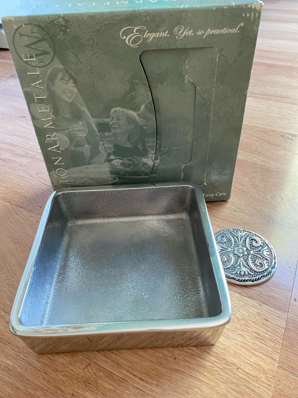 Wilton Armetale William and Mary napkin box NWT